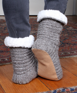 grey slipper sock with suede sole
